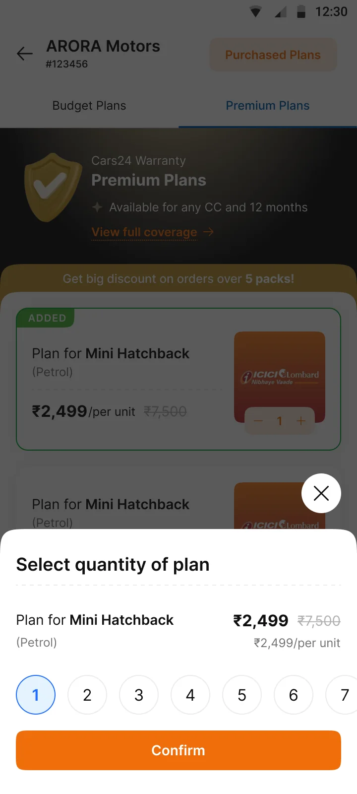 One unit selected. A single unit keeps the full unit price.