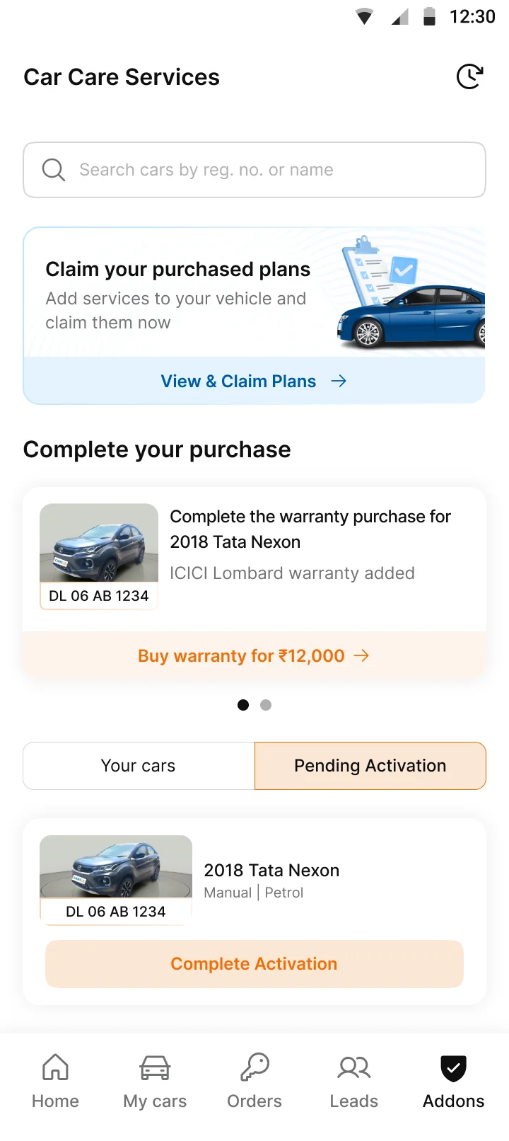 Car Care Services. Claim purchased plans, then finish purchases by car.