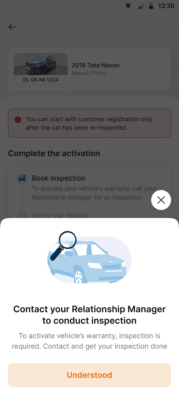 Contact the RM. Inspection is arranged through the Relationship Manager.