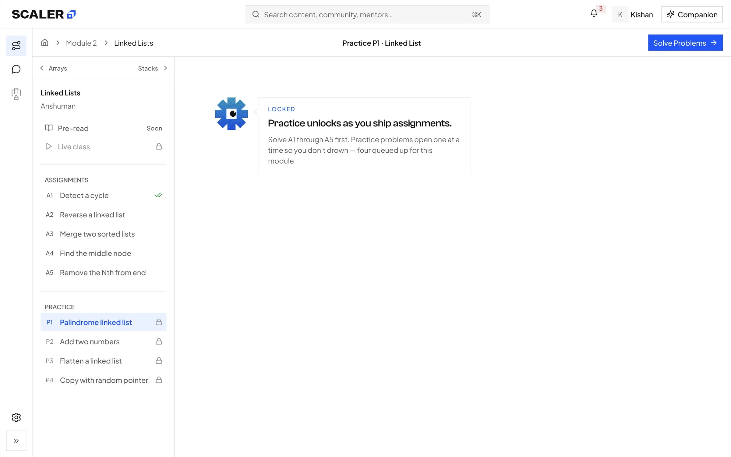 Locked practice: practice unlocks as you ship assignments