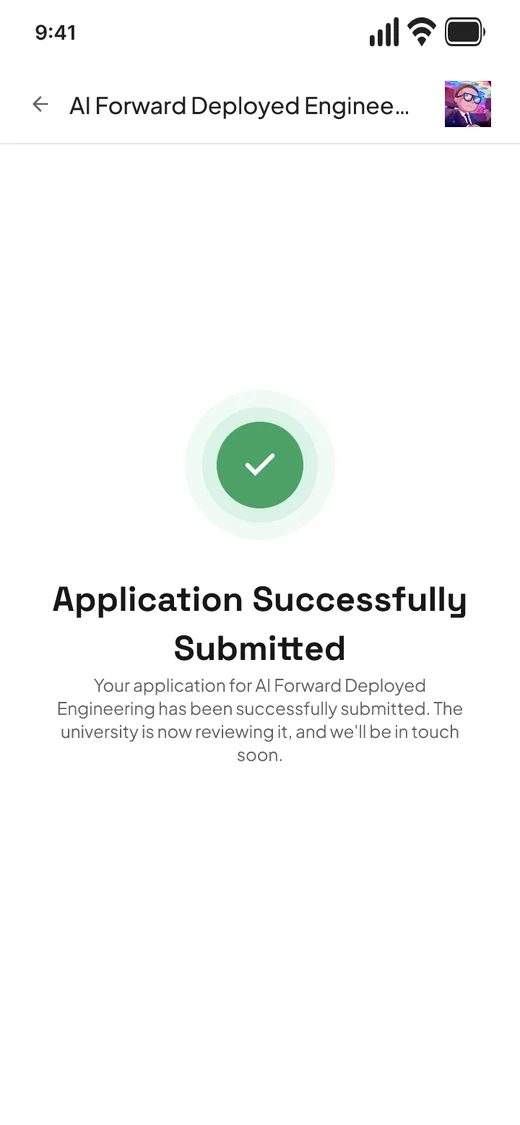 Application submitted, mobile